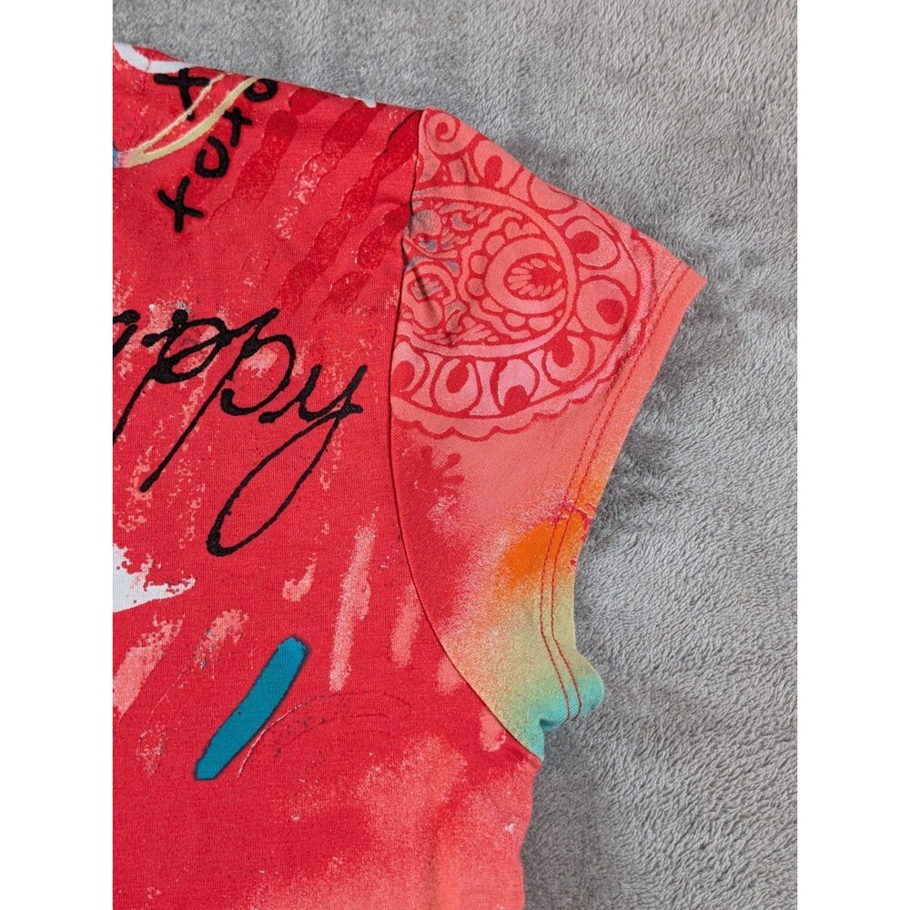 Vintage Y2K Chico's Tee Womens 2 Butterfly Graphic V Neck Short Sleeve Retro - Picture 4 of 7